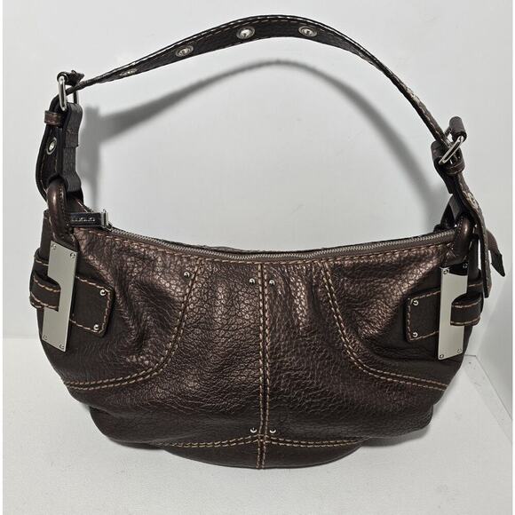 CROMIA Italy Gorgeous Bronze Tone Leather Medium Hobo Satchel Handbag In EUC - Picture 1 of 15